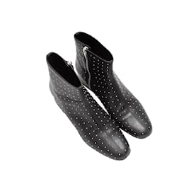 Saint Laurent-Black Saint Laurent Studded Leather Ankle Boots Size 38-Black