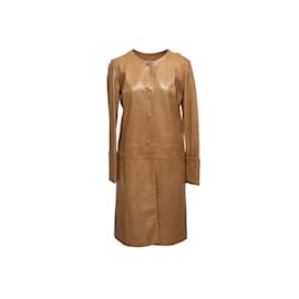 Vintage Bronceado Helmut Lang Otoño/Invierno 2000 Abrigo de cuero Talla UE 44 Camello