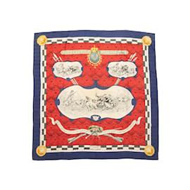 Hermès-Hermes Louveterie Royale Print Silk Scarf Rouge Et Multicolore-Rouge