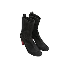 Christian Louboutin-Black Christian Louboutin Suede Mid-Calf Boots Size 35-Black
