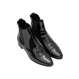 Prada-Black Prada Patent Chelsea Boots Size 37.5-Black