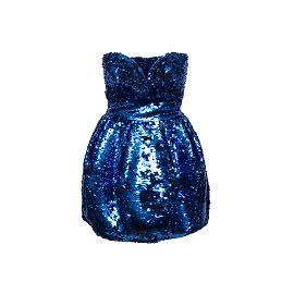 Blue Pinko Strapless Sequined Mini Dress Size IT 40 Blue