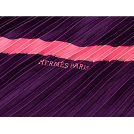 Hermès-Bufanda plisada de seda Hermes morada y rosa-Púrpura