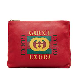 Gucci-Rote Gucci-Clutch mit Gucci-Logo-Rot
