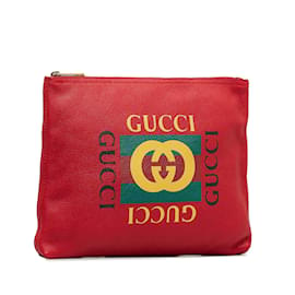 Gucci-Red Gucci Gucci Logo Clutch Bag-Red