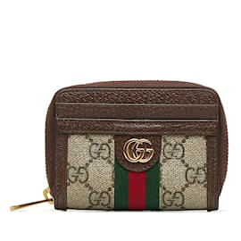 Gucci-Bolsa de moedas marrom Gucci GG Supreme Ophidia-Marrom