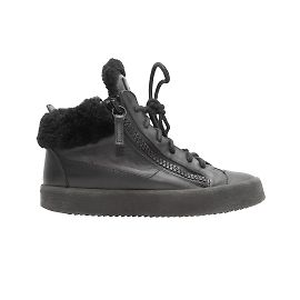 Schwarze High-Top-Sneaker von Giuseppe Zanotti mit Lammfellbesatz 36 Schwarz