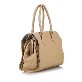 Fendi-Sac à main en cuir marron Fendi Selleria Firenze-Marron