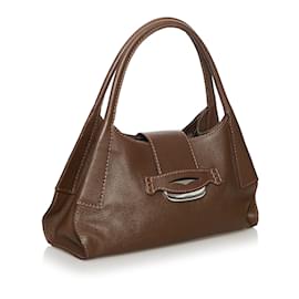 Tod's-Brown Tods Leather Shoulder Bag-Brown