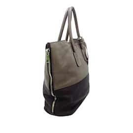 Prada-Black Prada Glace Calf Zippers Tote Bag-Black