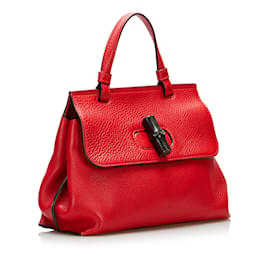 Gucci-Red Gucci Small Bamboo Daily Satchel-Red