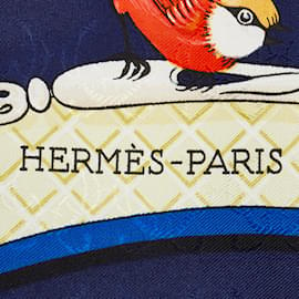 Hermès-Blue Hermes La Cle des Champs Silk Scarf Scarves-Blue