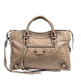 Balenciaga-Brown Balenciaga Motocross Classic City Satchel-Brown