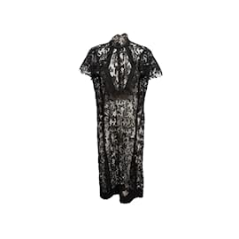 Sacai-Black Sacai Short Sleeve Lace Dress Size US 2-Black