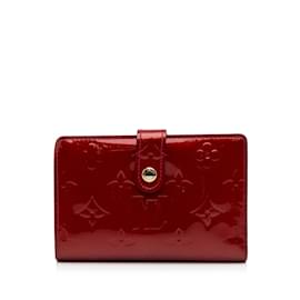 Louis Vuitton-Monedero francés Louis Vuitton Vernis rojo Carteras pequeñas-Roja