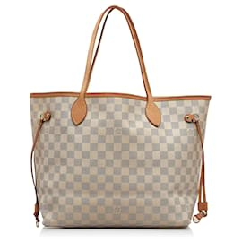 Louis Vuitton-Sac cabas blanc Louis Vuitton Damier Azur Neverfull MM-Blanc