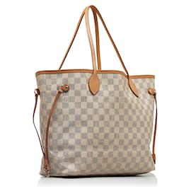 Louis Vuitton-Sac cabas blanc Louis Vuitton Damier Azur Neverfull MM-Blanc