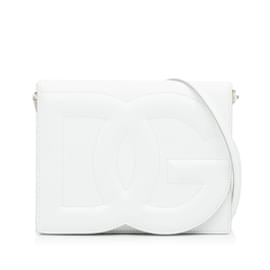 Dolce & Gabbana-Borsa a tracolla bianca con patta Dolce&Gabbana con logo DG-Bianco