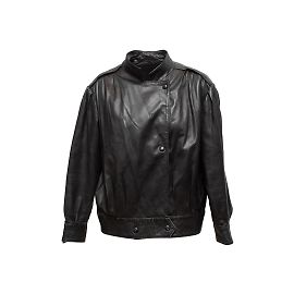 Vintage Black Karl Lagerfeld 90s Leather Jacket Size S/M Black