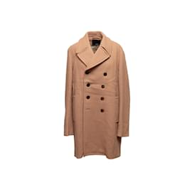 Phillip Lim-Tan Phillip Lim Wool Double-Breasted Fur-Lined Coat Size S-Camel