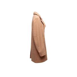 Phillip Lim-Tan Phillip Lim Wool Double-Breasted Fur-Lined Coat Size S-Camel