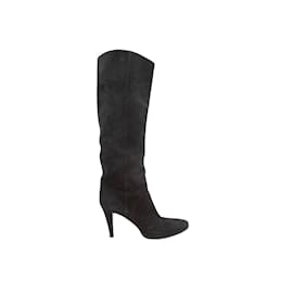 Sergio Rossi-Black Sergio Rossi Suede Pointed-Toe Knee-High Boots Size 39-Black