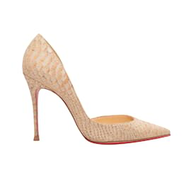 Christian Louboutin-Beige Christian Louboutin Python zapatos de tacón con punta en punta 39-Beige