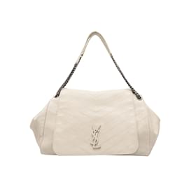 Saint Laurent-White Saint Laurent Leather Nolita Bag-White