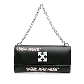Off White-Black Off White Jitney Quote Wallet on Chain Baguette-Black