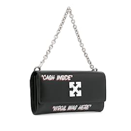 Off White-Black Off White Jitney Quote Wallet on Chain Baguette-Black