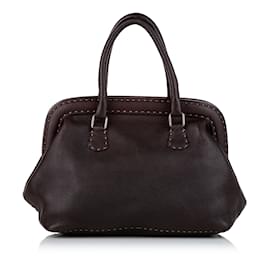 Fendi-Brown Fendi Selleria Leather Handbag-Brown