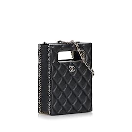 Chanel-Black Chanel Quilted Evening Bag-Black
