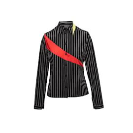 Autre Marque-Black & Multicolor Versus Gianni Versace Striped Button-Up Top Size S-Black