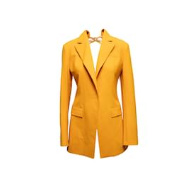 Oscar de la Renta-Yellow Oscar de la Renta Fall 2021 Virgin Wool Bow Blazer Size US 2-Yellow