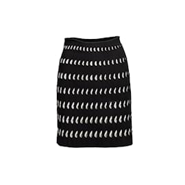 Alaïa-Schwarz-weißer Alaia-Faltenrock mit Ausschnitt, Größe XS-Schwarz