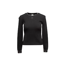 Autre Marque-Gianni Versace Couture preto vintage 1998 Suéter de lã com tachas tamanho XS-Preto