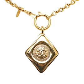 Chanel-Goldene Halskette mit Chanel-CC-Diamant-Anhänger-Golden