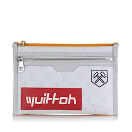 Louis Vuitton-Gray Louis Vuitton Monogram Antartica Double Flat Messenger Crossbody Bag-Other