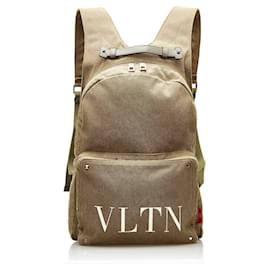 Valentino-Green Valentino VLTN  Canvas Backpack-Green