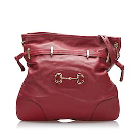 Gucci-Red Gucci Horsebit 1955 Drawstring Crossbody Bag-Red