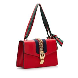 Gucci-Red Gucci Sylvie Shoulder Bag-Red