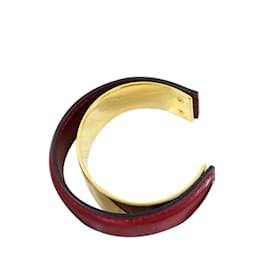 Hermès-Bracelet manchette en cuir rouge Hermes-Rouge