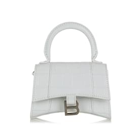 Balenciaga-Mini cartera blanca Balenciaga con reloj de arena en relieve-Blanco