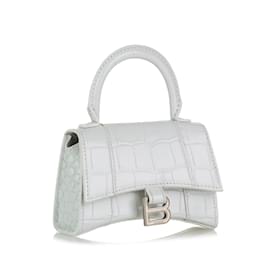 Balenciaga-Mini cartera blanca Balenciaga con reloj de arena en relieve-Blanco