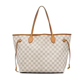 Louis Vuitton-Sac cabas blanc Louis Vuitton Damier Azur Neverfull PM-Blanc