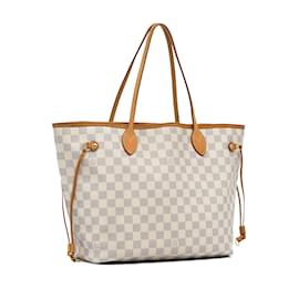 Louis Vuitton-Sac cabas blanc Louis Vuitton Damier Azur Neverfull PM-Blanc