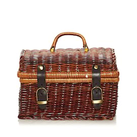 Givenchy-Brown Givenchy Wicker Rattan Basket Handbag-Brown