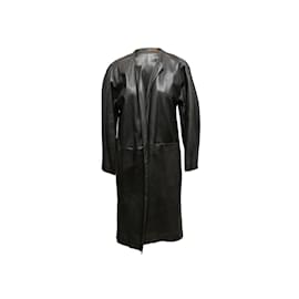 Agnès b.-Vintage Black Agnes B. Leather Coat Designer Size 1-Black