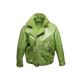 Vintage Lime Gianni Versace Fall/Winter 1994 Leather & Shearling Moto Jacket Size US XS/S Other