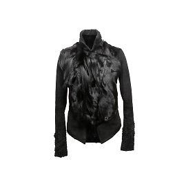 Black Donna Karan Suede & Goat Fur Jacket Size US 4 Black